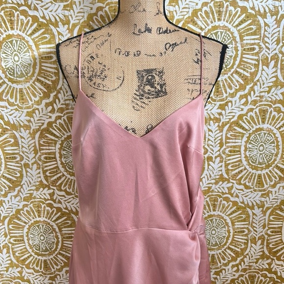 NWT NBD Georgia Satin Sleeveless Side Slit Midi Slip Dress in Blushed Nude Sz XL - Picture 8 of 14